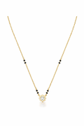 Yellow Gold Floral Mangalsutra Necklace with CZ Centerpiece